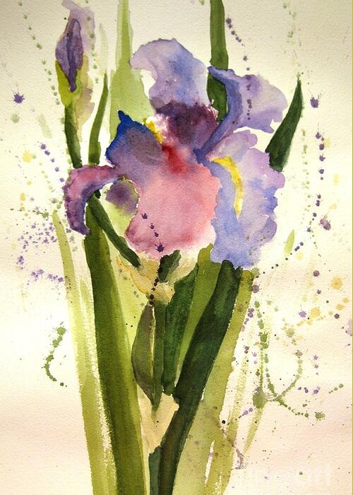 Iris Greeting Card featuring the painting Celebrating Life by Maria Hunt