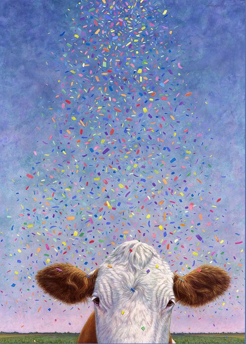 Cow Greeting Card featuring the painting Celebration by James W Johnson