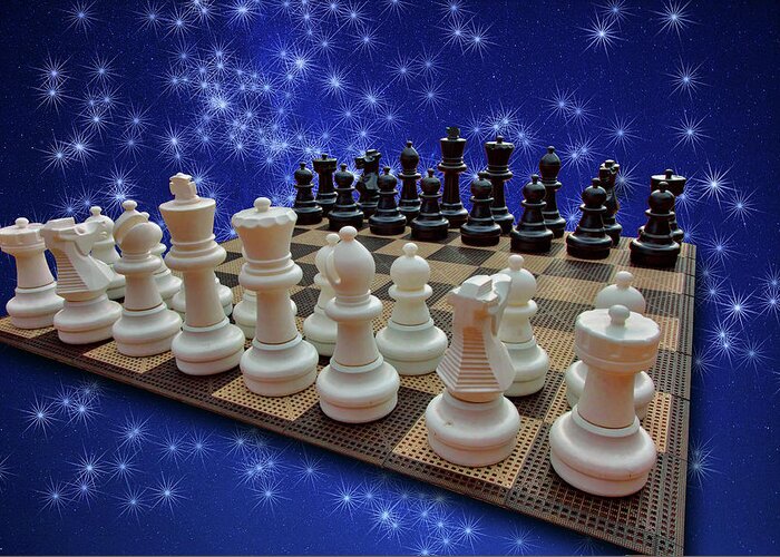 Celestial Chess Greeting Card featuring the photograph Celestial Chess by Mike Flynn