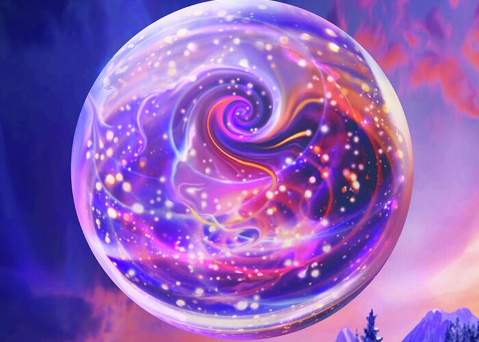 Celestial Greeting Card featuring the digital art Celestial Snow Globe by Robin Moline