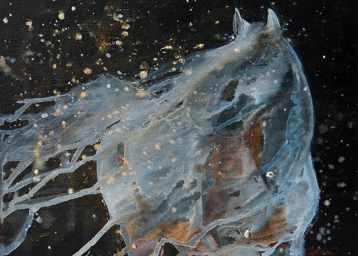 Horse Greeting Card featuring the painting Celestial Stallion by Jani Freimann