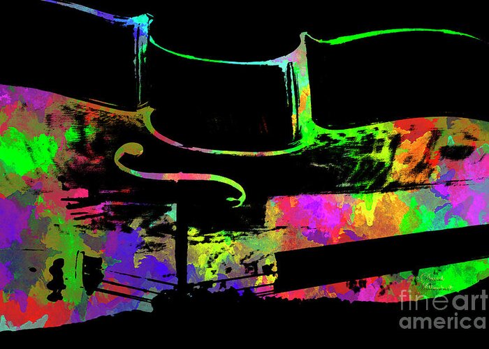 Cello Greeting Card featuring the mixed media Cello by David Millenheft