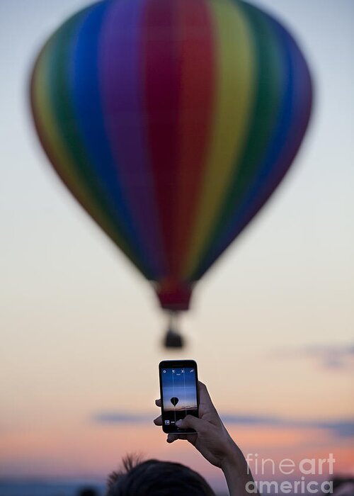 Cellphone Greeting Card featuring the photograph Cellphone picture of Hot Air Balloon by Anthony Totah