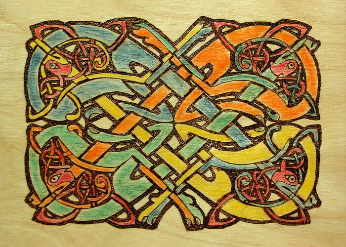 Celtic Knot Greeting Card featuring the pastel Celtic Knot 1 by David Yocum