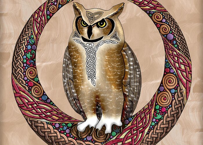 Artoffoxvox Greeting Card featuring the photograph Celtic Owl by Kristen Fox