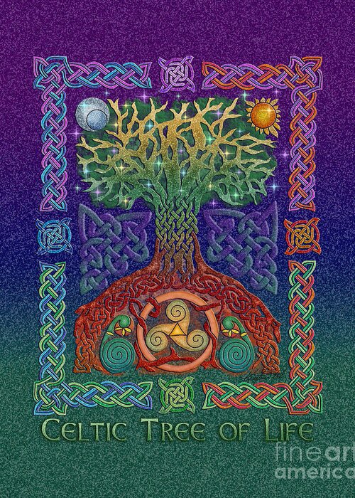 Artoffoxvox Greeting Card featuring the mixed media Celtic Tree of Life by Kristen Fox