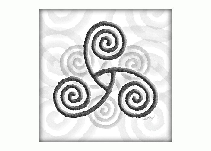 Artoffoxvox Greeting Card featuring the mixed media Celtic Triple Spiral by Kristen Fox