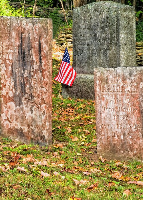 Newfane Vermont Greeting Card featuring the photograph Cemetery Flag by Tom Singleton