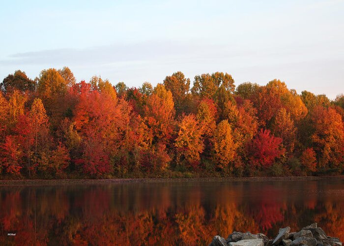 Centennial Greeting Card featuring the photograph Centennial Lake Autumn - Rocks over Orange Reflection by Ronald Reid