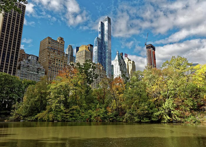 Central Park Greeting Card featuring the photograph Central Park Pond by Doolittle Photography and Art