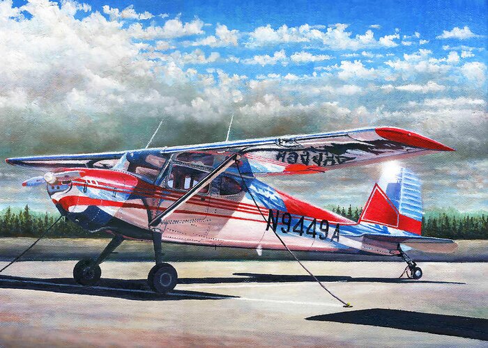Aviation Greeting Card featuring the painting Cessna 140 by Douglas Castleman