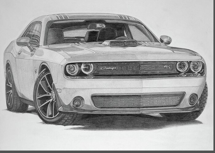  Greeting Card featuring the drawing Challenger No Sig by Dan Menta