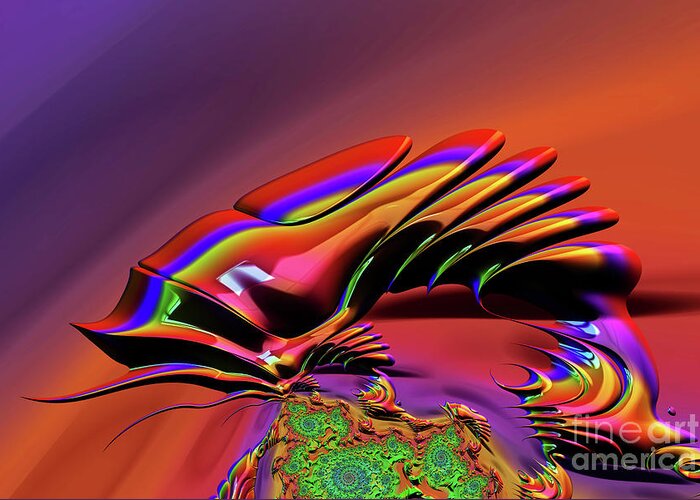 Fractal Greeting Card featuring the digital art Chameleon Rainbow by Steve Purnell