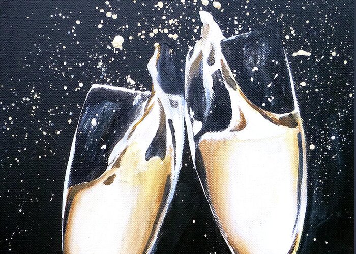 Champagne Greeting Card featuring the painting Champagne Painting 2 by Jacqueline DelBrocco