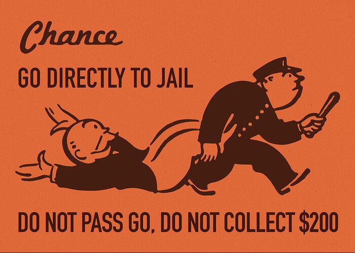 Chance Card Vintage Monopoly Go Directly To Jail Greeting Card for Sale by  Design Turnpike