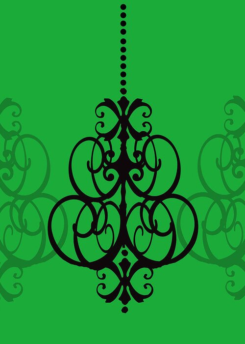 Chandelier Greeting Card featuring the photograph Chandelier Delight 1- Green Background by KayeCee Spain