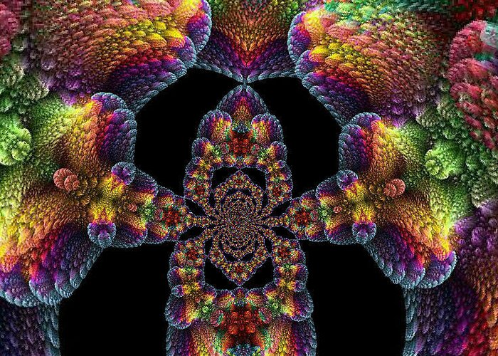 Fractal Greeting Card featuring the digital art Chaos Circus by Digital Art Cafe