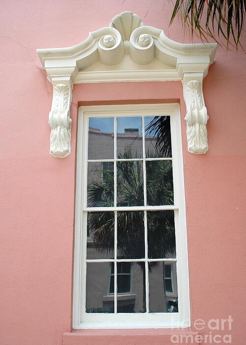 Charleston Houses Greeting Card featuring the photograph Charleston Pink Coral White Architecture - Charleston Historical District Architecture - Mills House by Kathy Fornal