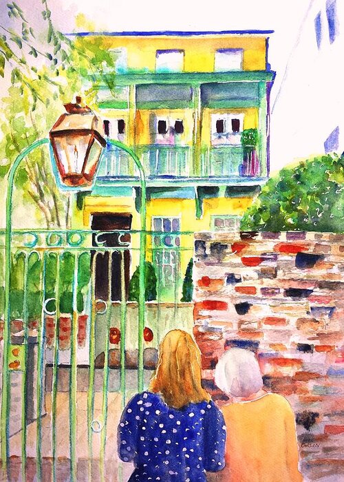 Charleston Greeting Card featuring the painting Charleston South Carolina Single House by Carlin Blahnik CarlinArtWatercolor