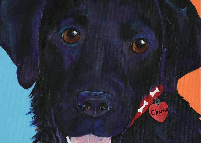 Dog Art Greeting Card featuring the painting Charlie by Pat Saunders-White
