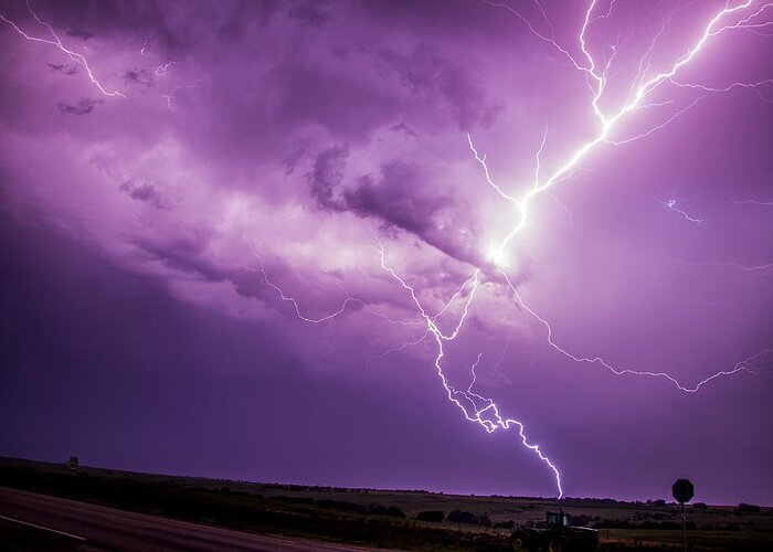 Nebraskasc Greeting Card featuring the photograph Chasing Nebraska Lightning 018 by NebraskaSC