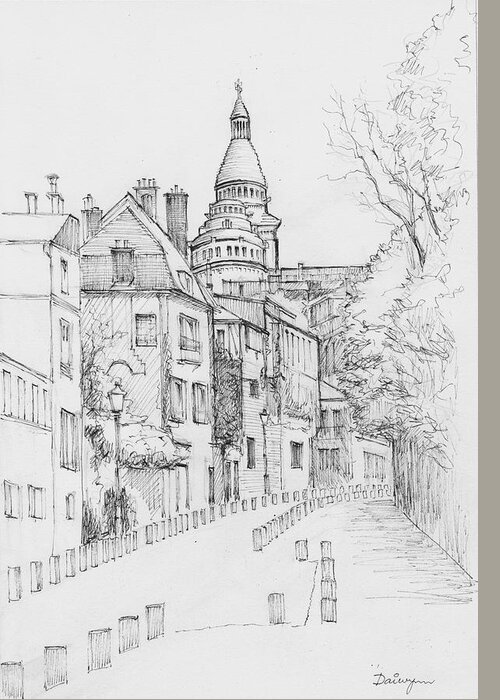 Paris Greeting Card featuring the painting Chateau d Eau Montmartre by Dai Wynn