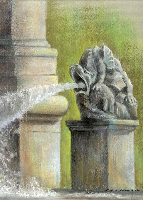 Statues Greeting Card featuring the pastel Chatsworth Gargoyle by Mamie Greenfield