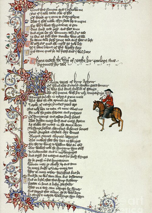  Greeting Card featuring the painting Chaucer: Canterbury Tales by Granger