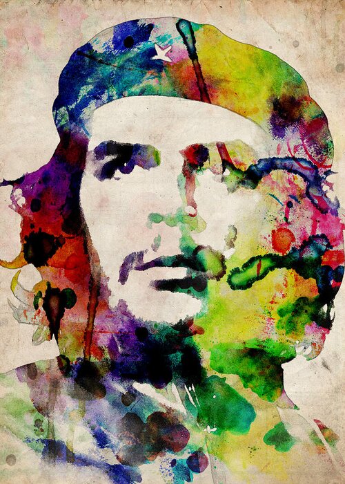 Che Guevara Greeting Card featuring the digital art Che Guevara Urban Watercolor by Michael Tompsett