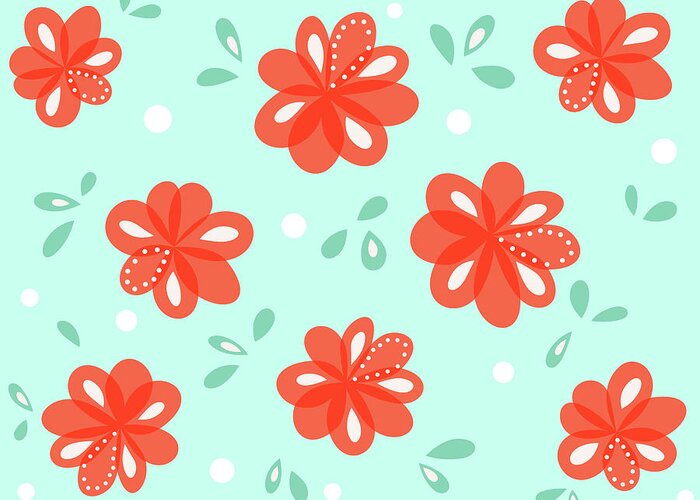 Floral Greeting Card featuring the digital art Cheerful Red Flowers by Boriana Giormova