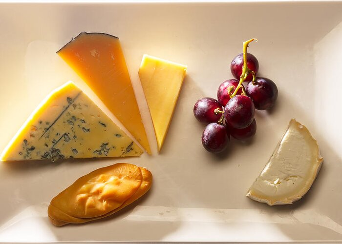 Cheddar Greeting Card featuring the photograph Cheese Plate by Anastasy Yarmolovich