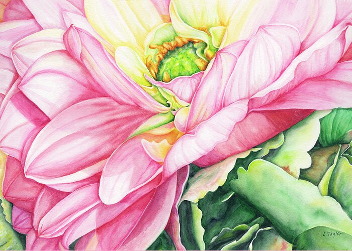 Dahlia Watercolor Greeting Card featuring the painting Chelsea's Bouquet 2 by Lori Taylor