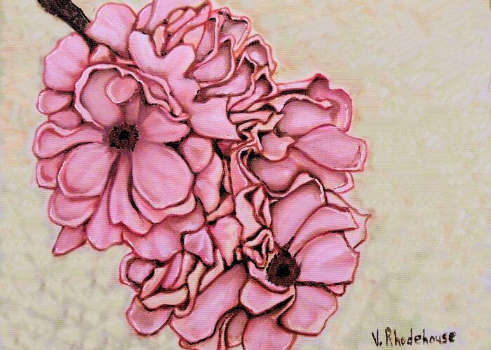Cherry Blossom Greeting Card featuring the painting Cherry Blossom Branch by Victoria Rhodehouse