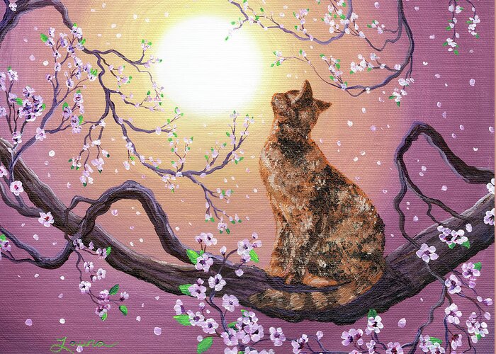 Zen Greeting Card featuring the painting Cherry Blossom Waltz by Laura Iverson