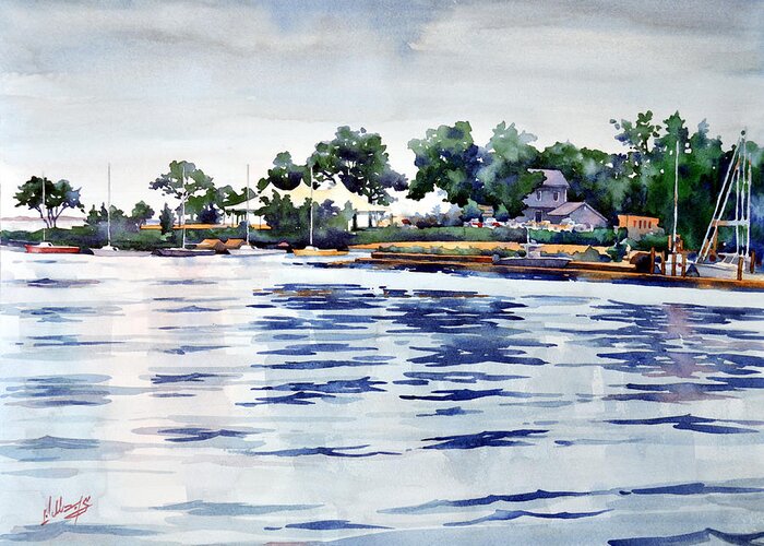 Landscape Greeting Card featuring the painting Chesapeake Rain by Mick Williams