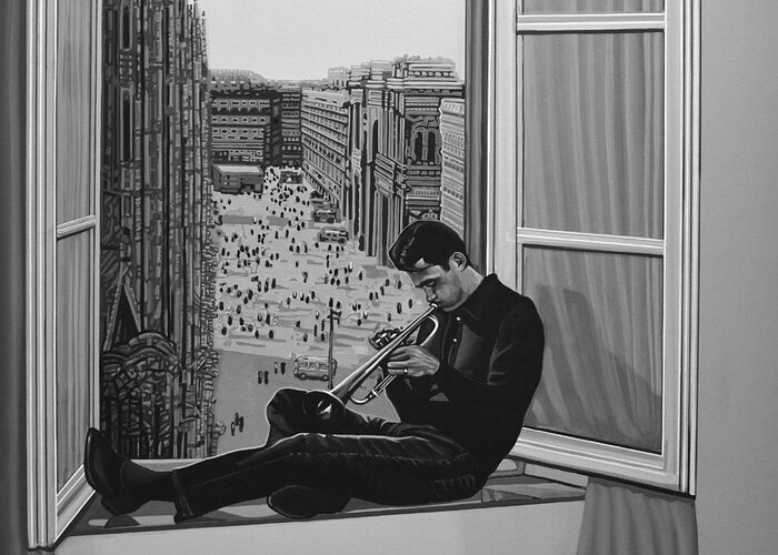 Chet Baker Greeting Card featuring the painting Chet Baker by Paul Meijering