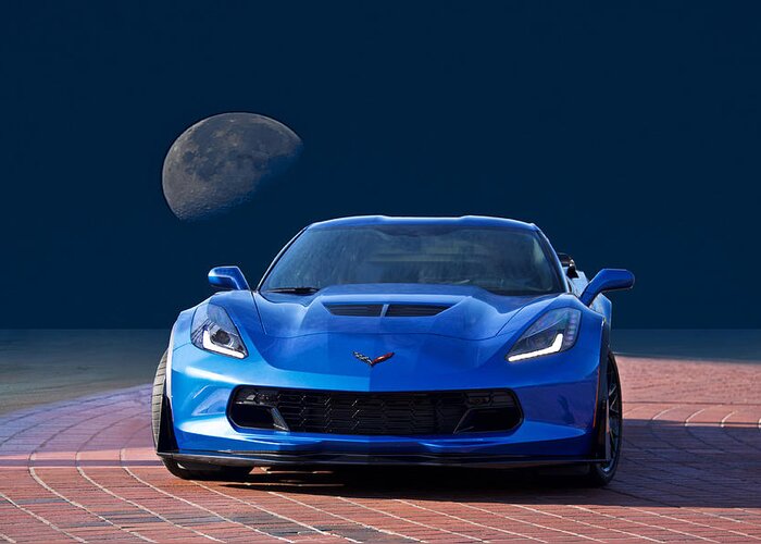 Auto Greeting Card featuring the photograph Chevrolet Corvette C7 'Blue Moon' by Dave Koontz