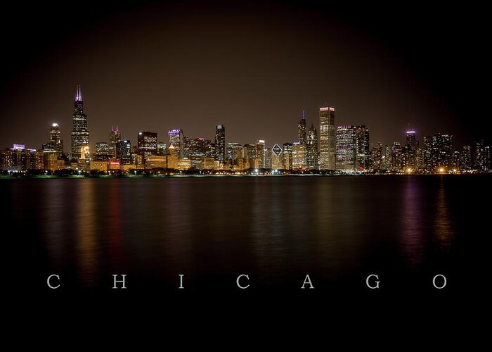 Chicago Greeting Card featuring the photograph Chicago at night by The Flying Photographer