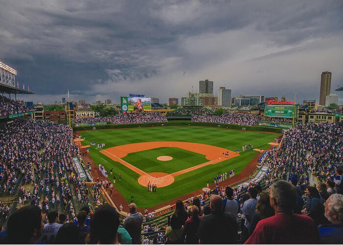 Chicago Cubs Greeting Card featuring the photograph Chicago Cubs Wrigley Field 4 8213 by David Haskett II