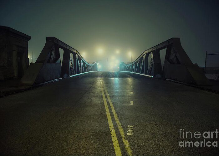 Street Greeting Card featuring the photograph Through the Fog and across the Bridge by Bruno Passigatti