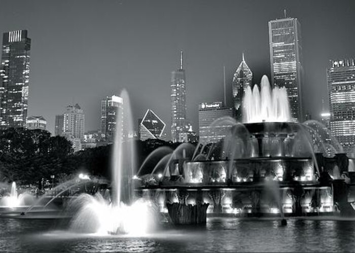 Chicago Greeting Card featuring the photograph Chicago in Black and White by Frozen in Time Fine Art Photography