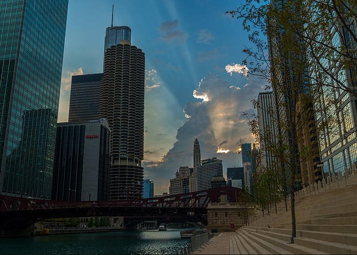 Chicago Greeting Card featuring the photograph Chicago over Clark St. Bridge by Nisah Cheatham