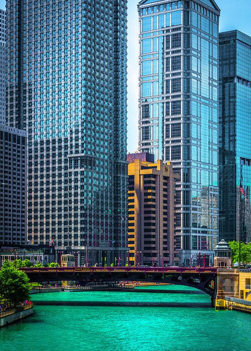  Greeting Card featuring the photograph Chicago River from Michigan Ave DSC2107 by Raymond Kunst