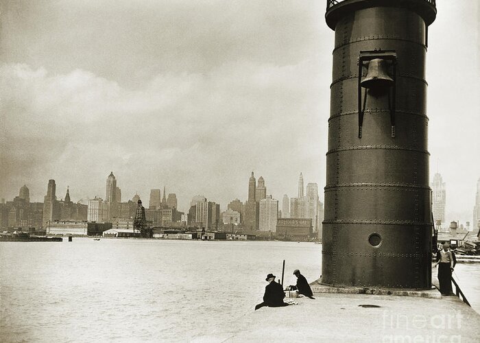 1930 Greeting Card featuring the photograph Chicago Skyline, 1930 by Granger