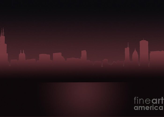 Chicago Greeting Card featuring the photograph Chicago Skyline Mauve Outline by Andrea Silies