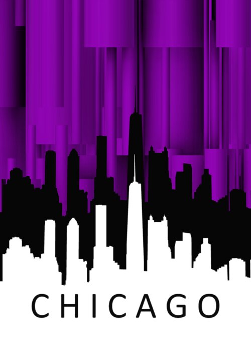 Chicago Greeting Card featuring the digital art Chicago violet vertical by Alberto RuiZ