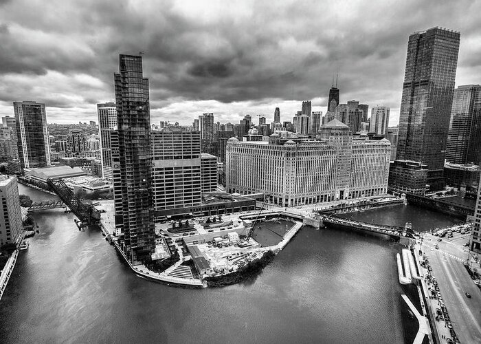 Chicago Greeting Card featuring the photograph Chicago's wolf point from the 27th floor by Sven Brogren