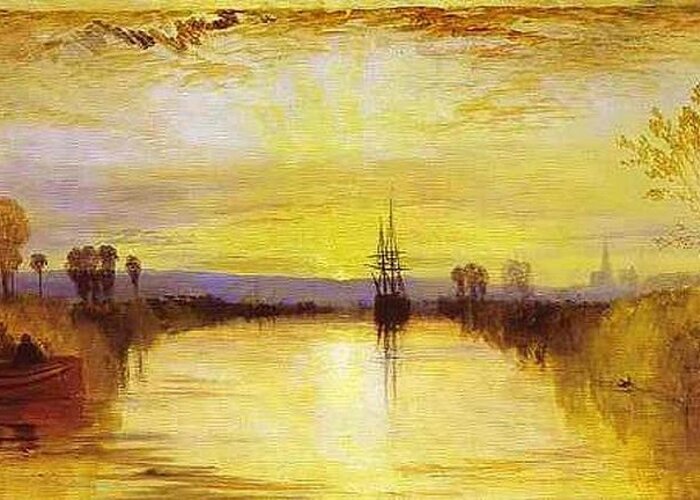 Turner Greeting Card featuring the painting Chichester Canal by Pam Neilands