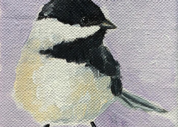 Chickadee Greeting Card featuring the painting Chickadee I by Emily Page