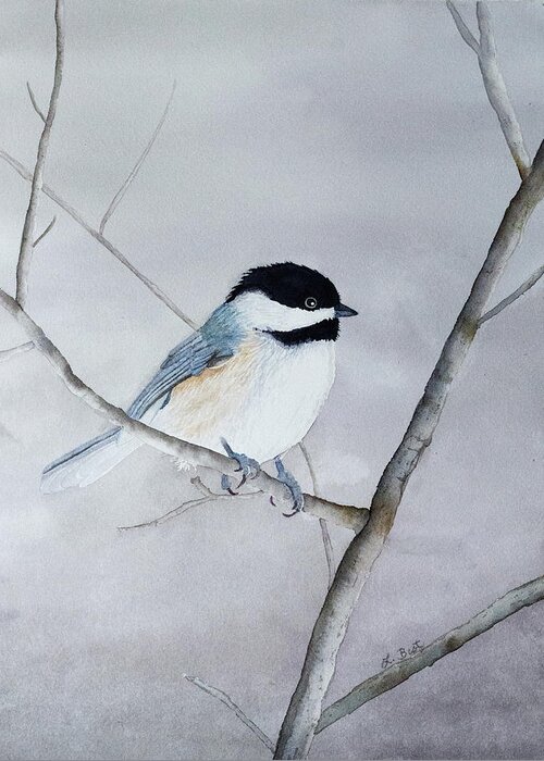 Chickadee Greeting Card featuring the painting Chickadee II by Laurel Best